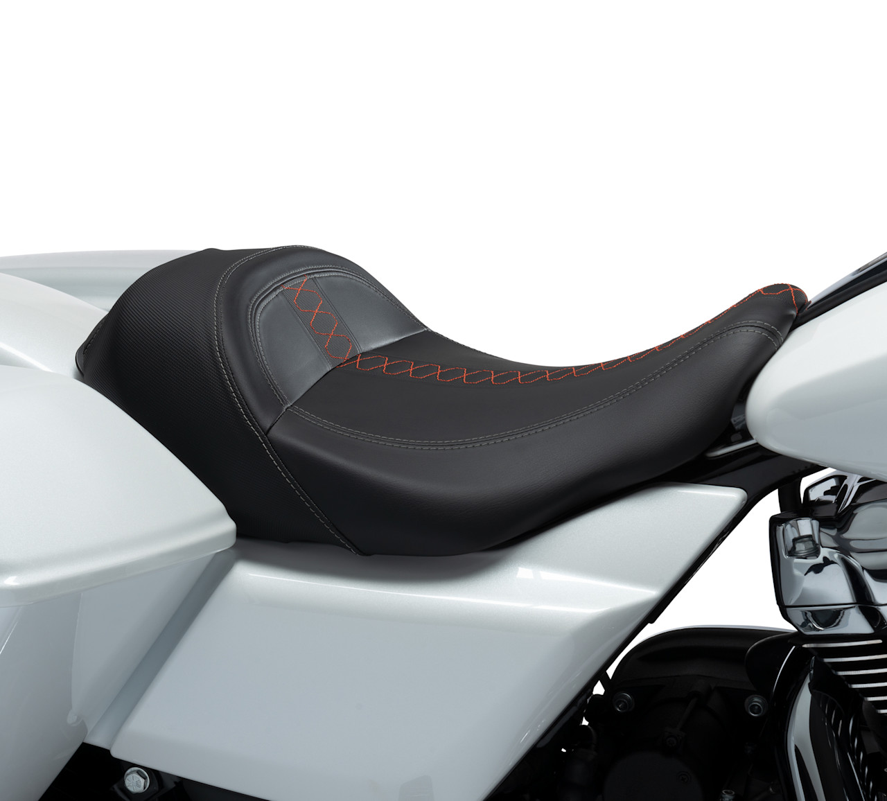 Harley-Davidson Accessories Low-Profile Solo Touring Seat - Orange Stitch