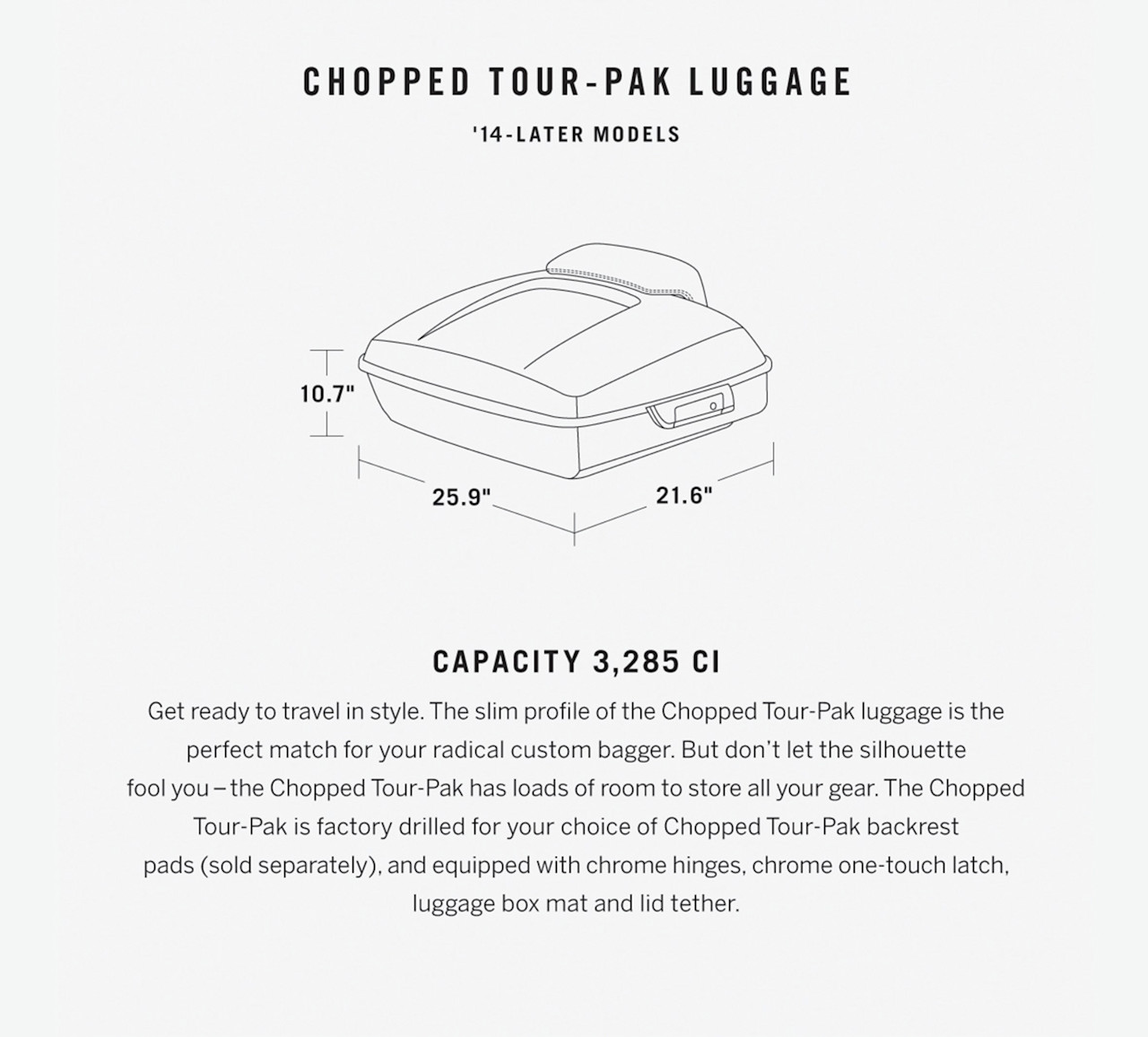 Harley-Davidson Accessories Chopped Tour-Pak Luggage - Golden White Pearl