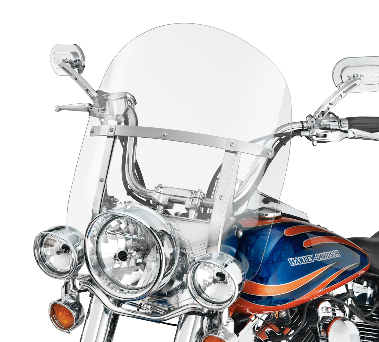 Harley-Davidson Accessories King-Size H-D Detachables Windshield for FL Softail Models - 18 in. Clear, Polished Braces