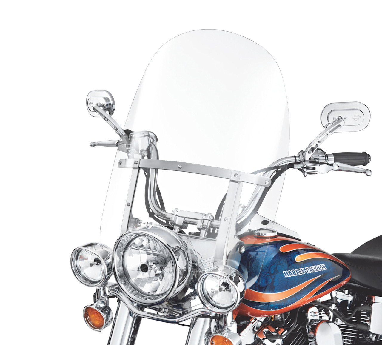 Harley-Davidson Accessories King-Size H-D Detachables Windshield for FL Softail Models - 21 in. Clear, Polished Braces
