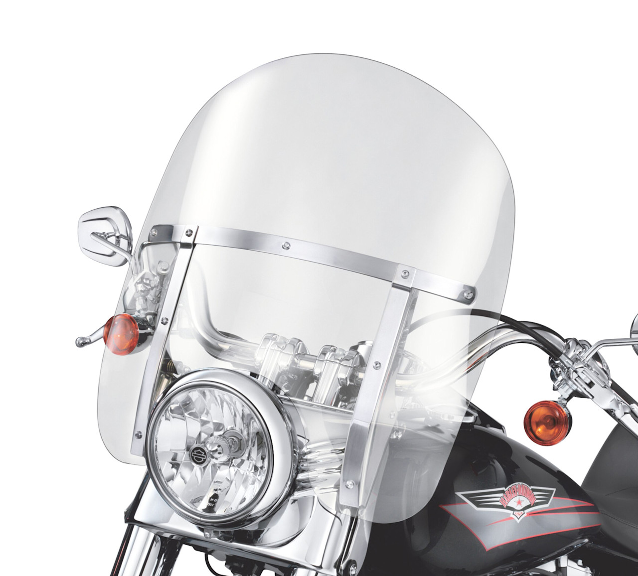 Harley-Davidson Accessories King-Size H-D Detachables Windshield for FL Softail Models - 18 in. Light Smoke, Polished Braces