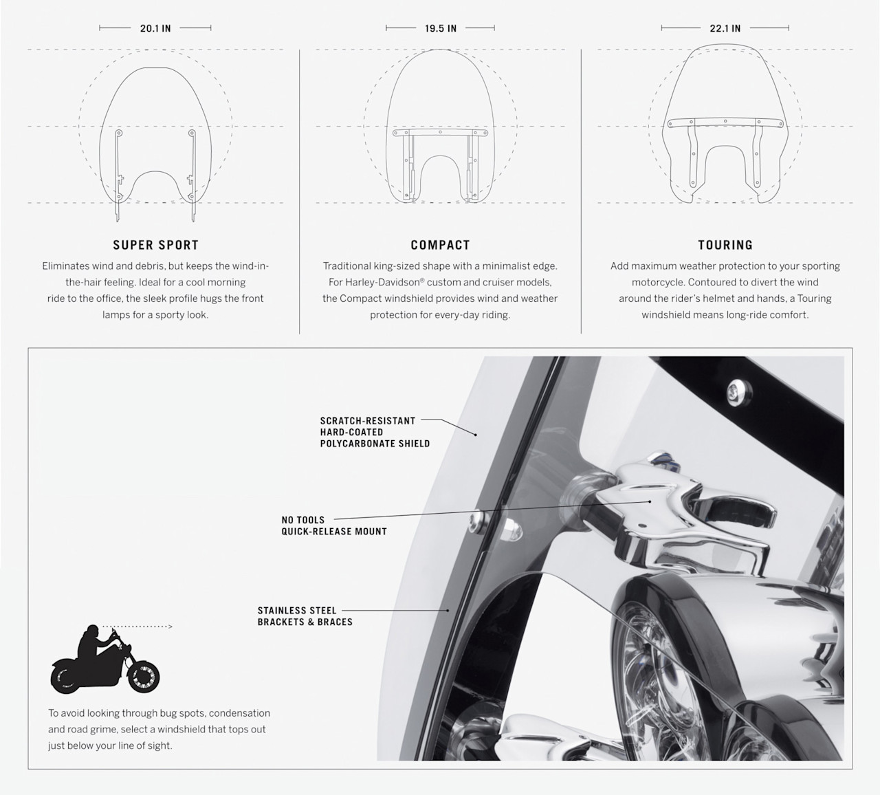 Harley-Davidson Accessories Quick-Release Compact Windshield
