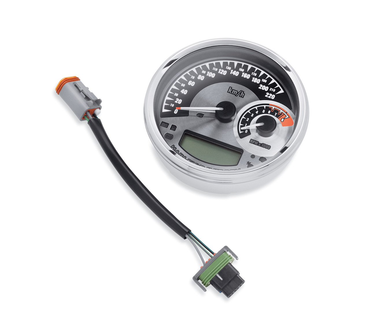 Harley-Davidson Accessories 5 in. Combination Analog Speedometer/Tachometer Kilometers/hr- Spun Aluminum Dial