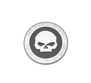 Harley-Davidson Accessories Display a touch of attitude with the Willie G Skull Decorative Medallion. Ideal for application on a plate-style sissy bar upright, derby cover, timer cover, Tour-Pak luggage carrier or saddlebag, glove box or chrome battery cover. It also looks great on a tool box or tailgate. The quality adhesive backing on this premium zinc die cast medallion allows for easy and secure installation on most flat surfaces. Styled to complement Willie G Skull accessory items, with a menacing skull and black-filled eyes. Harley-Davidson script around the outer edge adds subtle detail. 3" diameter. Self-adhesive and easy to install.