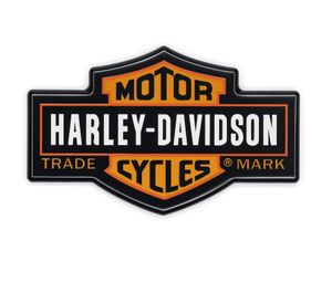 Harley-Davidson Accessories Display a touch of attitude with the Bar & Shield Decorative Medallion. Ideal for application on a plate-style sissy bar upright, derby cover, timer cover, Tour-Pak luggage carrier or saddlebag, glove box or chrome battery cover. It also looks great on a tool box or tailgate. The quality adhesive backing on this premium zinc die cast medallion allows for easy and secure installation on most flat surfaces. Classic Bar & Shield design executed in fine detail, with three colours on a black background. Measures 3-1/2" x 2-1/8". Self-adhesive and easy to install.