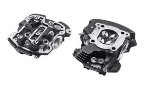 Harley-Davidson Accessories Designed in conjunction with the system-matched components of the Screamin' Eagle Milwaukee-Eight Stage IV Performance Kit, these CNC-Ported Cylinder Heads have been meticulously machined to optimize air/fuel flow and velocity. Starting with a unique Screamin' Eagle cylinder head casting, the Screamin' Eagle team has dedicated countless hours of computer simulation and flow bench testing to maximize the flow through the intake and exhaust ports. Black highlighted. Factory equipped with high performance valve springs that remain stable with high lift cams and in high RPM operation. Ports are meticulously machined on a five axis CNC machine to increase the velocity of the intake charge and to maximize exhaust scavenging. When combined with a larger bore throttle body, the cylinder heads provide improved efficiency of cylinder filling, leading to more explosive power and increased rear wheel torque when compared to stock.