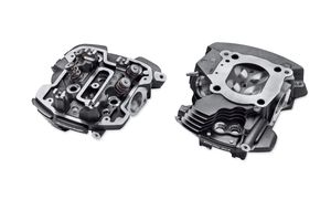 Harley-Davidson Accessories Designed in conjunction with the system-matched components of the Screamin' Eagle Milwaukee-Eight Stage IV Performance Kit, these CNC-Ported Cylinder Heads have been meticulously machined to optimize air/fuel flow and velocity. Starting with a unique Screamin' Eagle cylinder head casting, the Screamin' Eagle team has dedicated countless hours of computer simulation and flow bench testing to maximize the flow through the intake and exhaust ports. Black granite highlighted. Factory equipped with high performance valve springs that remain stable with high lift cams and in high RPM operation. Ports are meticulously machined on a five axis CNC machine to increase the velocity of the intake charge and to maximize exhaust scavenging. When combined with a larger bore throttle body, the cylinder heads provide improved efficiency of cylinder filling, leading to more explosive power and increased rear wheel torque when compared to stock.