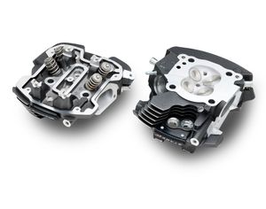 Harley-Davidson Accessories This Center-Cooled generation of Extreme Ported Cylinder Heads has been meticulously designed to help optimize air/fuel flow and velocity. Building on the previous Oil/Twin-Cooled generation of CNC-Ported Milwaukee-Eight Cylinder Heads, the Screamin' Eagle team refined the intake and exhaust ports based on extensive racing efforts to help maximize the flow of high-velocity air through 2mm larger (42mm intake/34mm exhaust) valves than the Original Equipment heads and fully machined the combustion chamber to help optimize combustion efficiency. Due to the new race-inspired intake port geometry, these heads require the use of either the Screamin' Eagle High-Flow 68MM Intake Manifold (P/N 27300218) or the Screamin' Eagle Extreme Flow 68MM CNC Ported Intake Manifold (P/N 27300217). Factory equipped with high-performance valve springs that remain stable with high-lift cams and in high-RPM operation.