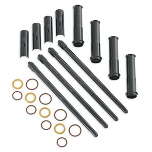 Harley-Davidson Accessories These pushrods have been designed to allow for easier installation, adjustment, and improved durability. The unique Screamin' Eagle design allows for installation of camshafts in the Twin Cam without the removal of the heads or rocker boxes. The design is also a great performer, constructed of stiff chrome moly tubing and thread-rolled adjusters. Installation retains the Original Equipment chrome short center tube for a high contrast look. Kit includes gloss black pushrod tubes and clips for adjustment of pushrods.