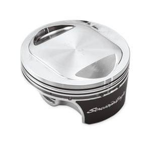 Harley-Davidson Accessories 3-7/8" Standard Bore. When combined with stock cylinder heads, these forged 3-7/8" pistons boost the compression ratio of your 3-7/8" big bore cylinder set-up. The combination results in a compression ratio of 10.5:1. Piston skirts feature a unique black coating for improved wear-resistance, better fit and reduced noise. These pistons include Titanium SST rings to withstand the stresses seen in racing. Complete kit includes pistons, rings, wrist pins and clips.
