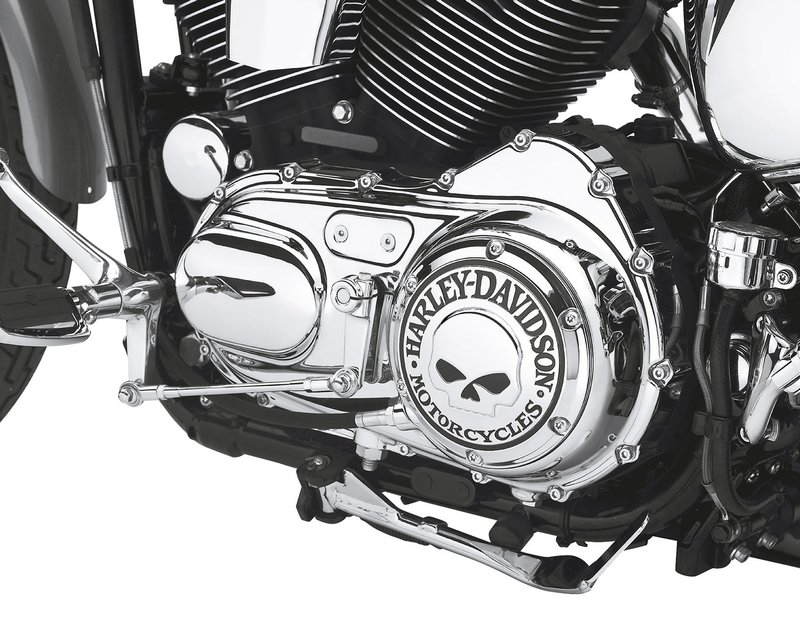 Harley-Davidson Accessories Willie G Skull Derby Cover in chrome. This Derby Cover adds a little attitude to your ride - the menacing raised skull with black-filled eyes leaps from a field of chrome. The surrounding "Harley-Davidson Motorcycles" script is the perfect finishing touch, and this complete collection of engine covers dresses your bike for a true custom look. Includes chrome-plated stainless steel mounting hardware. Complete the look with additional accessories from the Harley-Davidson Willie G Skull Collection.