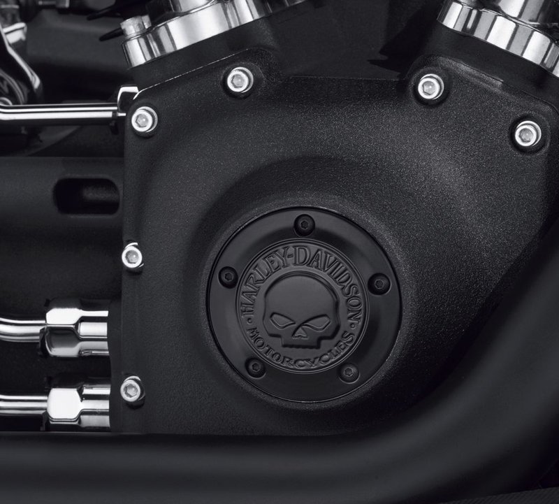 Harley-Davidson Accessories Willie G Skull Timer Cover in black. Penned at the hand of Willie G®, the famous Skull Collection makes a shift to the dark side. Completely drenched in black, the raised skull and surrounding Harley-Davidson® Motorcycle script add a subtle ominous touch to your ride. The matte finish easily coexists alongside gloss black or wrinkle black surfaces. Includes matching black hardware. Complete the look with additional accessories from the Harley-Davidson Willie G Skull Collection.