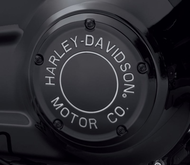 Harley-Davidson Accessories H-D Motor Co. Derby Cover in black. An aggressive twist on a classic style. The Harley-Davidson® Motor Co. Collection personifies Harley® style and features a rich gloss black surface, trimmed with deep-cut silver-filled lettering that surrounds a central groove. The clean design and luxurious finish are the perfect match for blacked-out engines. Includes black zinc hardware and is easy to install.