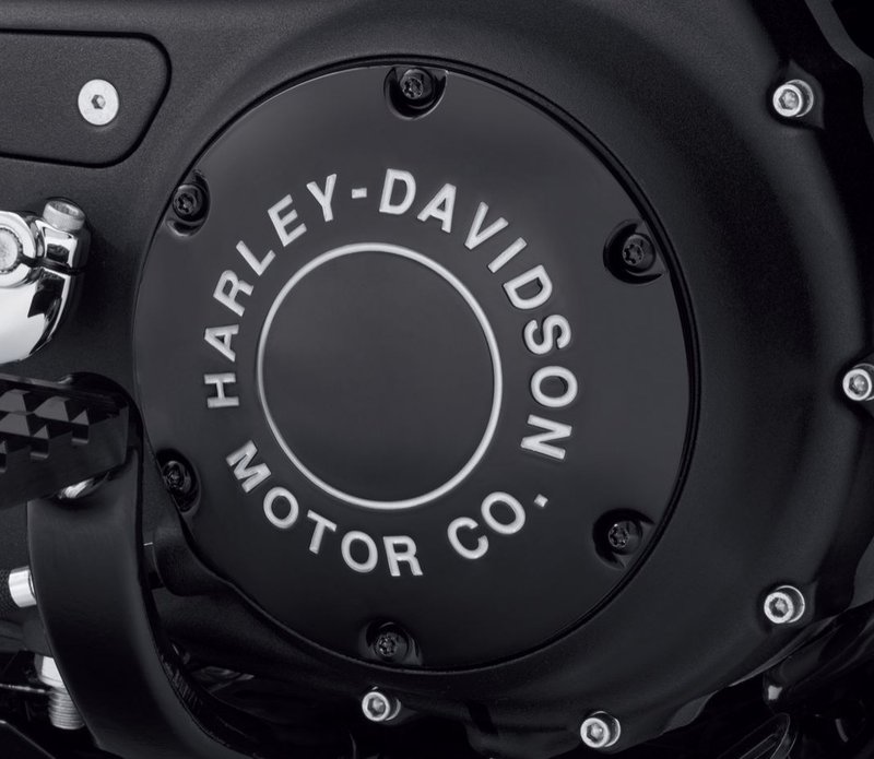 Harley-Davidson Accessories H-D Motor Co. Derby Cover in black. An aggressive twist on a classic style. The Harley-Davidson® Motor Co. Collection personifies Harley® style and features a rich gloss black surface, trimmed with deep-cut silver-filled lettering that surrounds a central groove. The clean design and luxurious finish are the perfect match for blacked-out engines. Includes black zinc hardware and is easy to install.