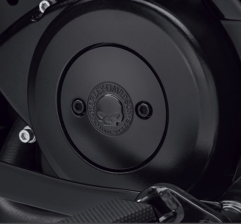 Harley-Davidson Accessories Penned at the hand of Willie G®, the famous Skull Collection makes a shift to the dark side. Completely drenched in black, the raised skull and surrounding Harley-Davidson® Motorcycle script add a subtle, ominous touch to your ride. Black finish. The matte finish easily coexists alongside gloss black or wrinkle black surfaces. Includes matching black hardware.