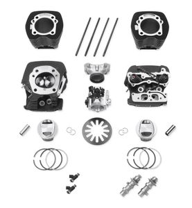 Harley-Davidson Accessories If you're looking to build a fast, track-ready 103, this kit eliminates the guess work. Kit includes CNC-Ported Factory Cylinder Heads with high performance valve springs, matching high-compression forged aluminum 10.5:1 pistons, SE-259E cams for higher lift for a given duration, Perfect-Fit Pushrods to accommodate the higher cam lift, and a 58mm throttle body with High Flow Injectors to feed the beast. Kits for Twin Cam 96 models include Big Bore cylinders, and the Twin Cam 103 kit uses the Original Equipment 103 cylinders. The kit also includes high-performance clutch spring and sprocket retention hardware to put the power to the ground. Kit includes top end gaskets.