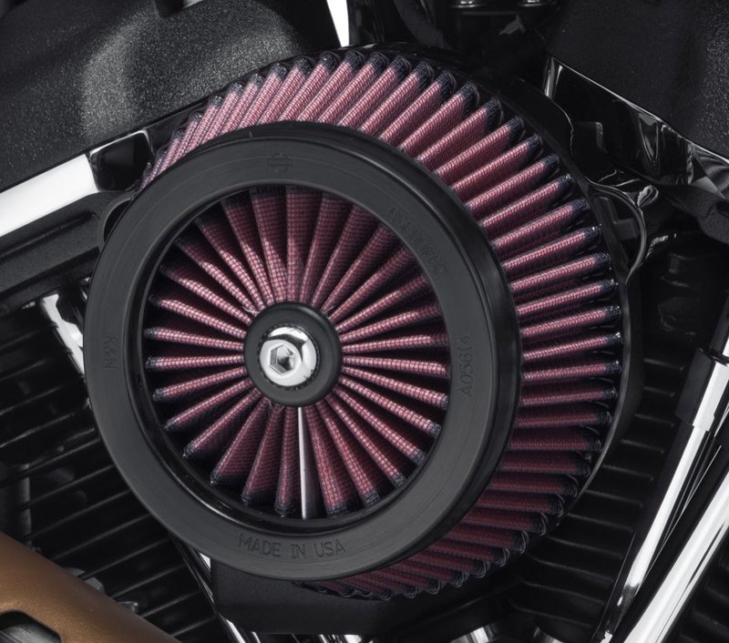 Harley-Davidson Accessories The open-face filter design of the Screamin' Eagle Extreme-Flow Air Cleaner Kit provides 60% more filtered surface area to flow 11% more air than a traditional perimeter high-flow filter. When combined with the smooth radius die-cast back plate, this open filter can feed a large displacement engine with an unobstructed flow of clean air. Round, Center Bolt - Extreme Open-Face Filter. Sized to fit behind Original Equipment or accessory center-bolt air cleaner covers. Includes the gloss-black finished die-cast back plate, an open-face washable oiled-cotton filter element, and all required installation gaskets and hardware. Optional Rain Sock (P/N 29400362) is available to protect the exposed element in inclement weather. 50-State U.S. EPA compliant.