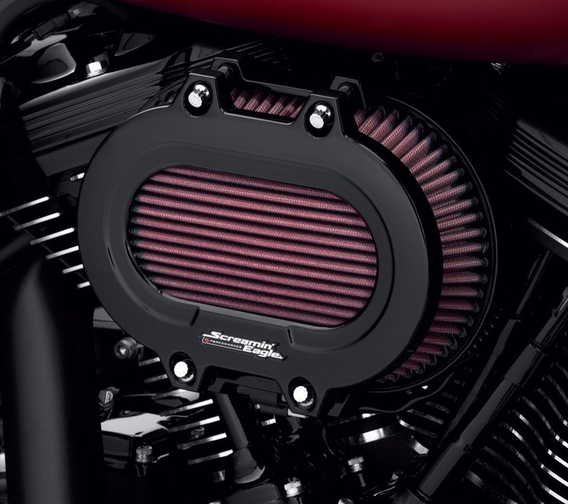 Harley-Davidson Accessories The open-face filter design of the Screamin' Eagle Ventilator Extreme Air Cleaner Kit flows 39% more air than a traditional perimeter high-flow filter. Gloss Black finish. When combined with an additional 1/2" of air filter thickness and the smooth radius die-cast back plate, this open filter can feed a large displacement engine with an unobstructed flow of clean air that can support output of over 150hp. Kit includes a die-cast back plate and open-face, water-resistant washable oiled-cotton filter element, and all required installation gaskets and hardware. Optional Rain Sock (P/N 29400412) is available to protect the exposed element in extreme weather. Gloss Black Cover Kit (P/N 61300994) required to complete installation (sold separately). All models require ECM calibration with Screamin' Eagle Pro Street Tuner for proper installation. 50-State U.S. EPA compliant.
