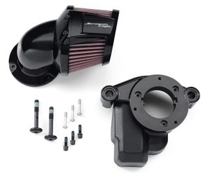Harley-Davidson Accessories This Screamin' Eagle Heavy Breather Elite picks up where the past generation Milwaukee-Eight Heavy Breather left off with a 15% air flow improvement. Redesigned to support even more performance with engine builds pushing over 135hp. The iconic Heavy Breather Air Cleaner features a forward-facing oiled cotton filter element that flows large volumes of clean air into the engine. The short, low profile cast tube rams the charge directly into the throttle body with little turbulence for increased power and torque, and the intake tube mounts to a custom back plate that features integral breathers and covers the throttle body electronics for a finished look. The slanted compact filter adds an aggressive performance look, and it is shaped to allow installation on Touring bikes equipped with fairing lowers. Redesigned to support even more performance with engine builds pushing over 135hp. 15% air flow improvement over the previous generation of Heavy Breather. This Elite version includes an integrated cover manufactured from forged aluminum and precision machined to further enhance the stylized performance look while exposing a majority of the filter to maximize airflow. Kit includes filter, cover, intake tube, custom back plate and all mounting hardware. Black finish. Pending 49-State U.S. EPA compliant.