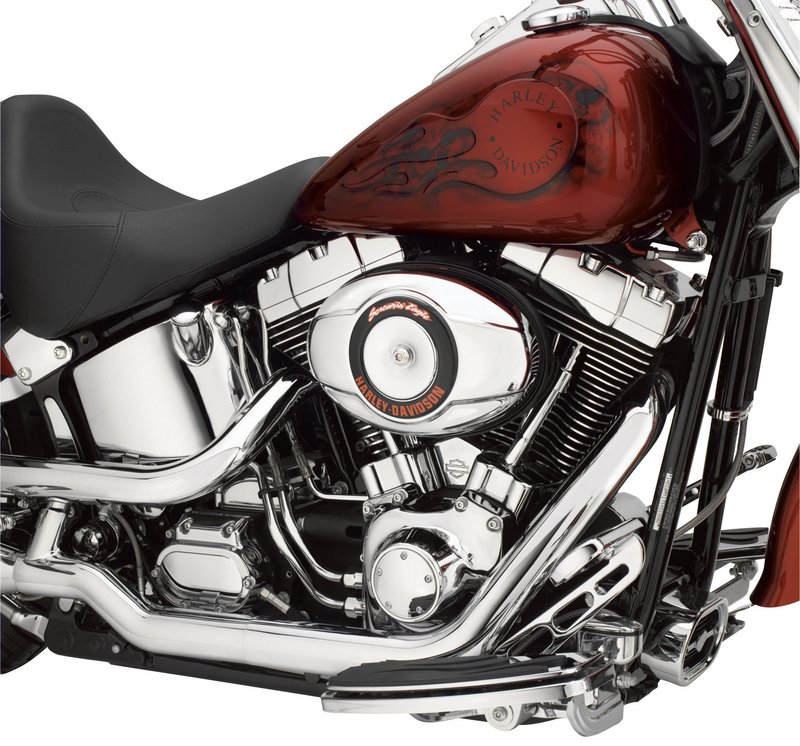 Harley-Davidson Accessories Dress your air cleaner in the traditional H-D orange and black. Easy-to-install trim ring features brilliant orange Screamin' Eagle script and Harley-Davidson lettering set against a gloss black background. Self adhesive backing.