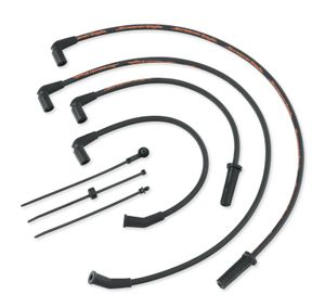 Harley-Davidson Accessories Fat 10mm plug wires add dimension and style to your ride. Screamin' Eagle boot design and suppression core wires ensure a solid connection and maximum voltage transfer between coil and plugs. Black Screamin' Eagle script printed along the wire to add style. Sold as a set.