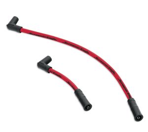 Harley-Davidson Accessories Fat 10mm plug wires add dimension and style to your ride. Screamin' Eagle boot design and suppression core wires ensure a solid connection and maximum voltage transfer between coil and plugs. "Screamin' Eagle" logo printed along the wire to add style. Red. Sold as a pair.