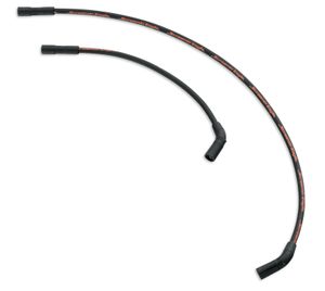 Harley-Davidson Accessories Fat 10mm plug wires add dimension and style to your ride. Screamin' Eagle boot design and suppression core wires ensure solid connection and maximum voltage transfer between coil and plugs. "Screamin' Eagle" logo printed along wire to add style. Black. Sold as a pair.