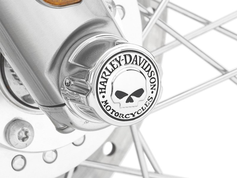 Harley-Davidson Accessories Add a little attitude to your ride. A menacing raised skull with black-filled eyes leaps from a field of chrome. Sold in pairs.