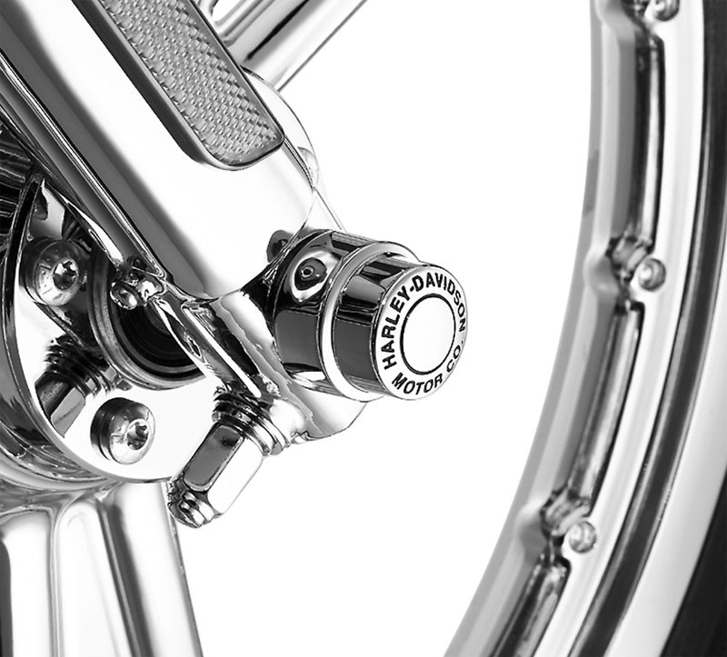 Harley-Davidson Accessories Die-cast, chrome-plated covers featuring the "Harley-Davidson Motor Co." logo in black. Includes Allen-head set screws and wrench for easy installation.