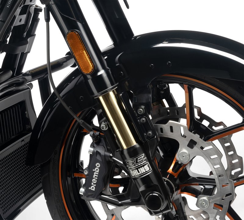 Harley-Davidson Accessories Upgrade to the premium performance of Screamin' Eagle Factory Race Team suspension. These 48mm Öhlins fork legs, developed in partnership between Öhlins and Harley-Davidson®, offer no-compromise front suspension performance for confidence-inspiring handling. Forks are fully adjustable for pre-load and for compression and rebound damping. The inverted fork design provides enhanced front-end rigidity with reduced steering inertia for unmatched handling and feedback to the rider. Requires separate purchase of a vehicle-specific installation kit for models not factory-equipped with an inverted front fork. Expertly tuned by Öhlins and Screamin' Eagle with the aggressive performance bagger rider in mind. Gloss black finish on fork legs. Adjust preload plus rebound/compression damping on the top caps of the fork assemblies. Micro-polished inner tubes reduce friction for smooth performance. Gold TiN (titanium nitride) coating on the fork sliders reduces friction and increases wear resistance compared to chrome plating. Forks utilise 30mm pistons and NIX technology to maintain optimal damping at higher frequency for improved control, noticed by the rider as improved tyre contact feel. Fully serviceable and rebuildable. Provides a 13% weight reduction compared to the traditional original-equipment front fork assembly. Separate purchase of a vehicle-specific Front Fork Installation Kit required for '24-later FLHX and FLTRX, and '25-later FLHXU models.