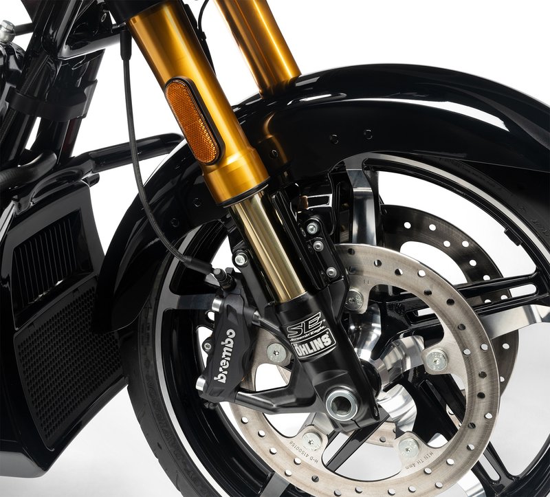 Harley-Davidson Accessories Upgrade to the premium performance of Screamin' Eagle Factory Race Team suspension. These 48mm Öhlins forks, developed in partnership between Öhlins and Harley-Davidson®, offer no-compromise front suspension performance for confidence-inspiring handling. Forks are fully adjustable for pre-load and for compression and rebound damping. The inverted fork design provides enhanced front-end rigidity with reduced steering inertia for unmatched handling and feedback to the rider. Requires separate purchase of a vehicle-specific installation kit for models not factory-equipped with an inverted front fork. Expertly tuned by Öhlins and Screamin' Eagle with the aggressive performance bagger rider in mind. Classic Öhlins gold finish on fork legs. Adjust preload plus rebound/compression damping on the top caps of the fork assemblies. Micro-polished inner tubes reduce friction for smooth performance. Gold TiN (titanium nitride) coating on the fork sliders reduces friction and increases wear resistance compared to chrome plating. Forks utilise 30mm pistons and NIX technology to maintain optimal damping at higher frequency for improved control, noticed by the rider as improved tyre contact feel. Fully serviceable and rebuildable. Provides a 13% weight reduction compared to the traditional original-equipment front fork assembly. Separate purchase of a vehicle-specific Front Fork Installation Kit required for '24-later FLHX and FLTRX, and '25-later FLHXU models.