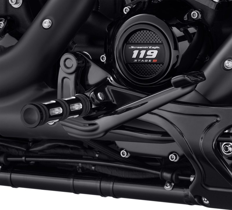 Harley-Davidson Accessories The Accessory Mid-Controls (brake side) move foot pegs and controls from a forward to mid location on the motorcycle, putting you in a better position for aggressive riding. This mid-control option is a perfect solution for performance-oriented Softail customization and will not compromise vehicle function or handling. This kit places the brake side mid-control components in an Accessory configuration that can be installed without changing other components on the motorcycle. Mid-Controls in Original Equipment and Accessory configurations can be mixed or matched depending on vehicle customization and additional accessories.
