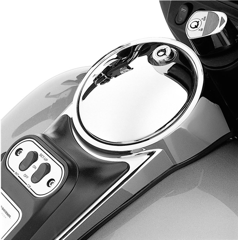 Harley-Davidson Accessories An added convenience you'll appreciate at fuel stops. This lockable replacement for your stock fuel tank console door lock allows the door to be opened without a key by depressing the centre button of the lock.