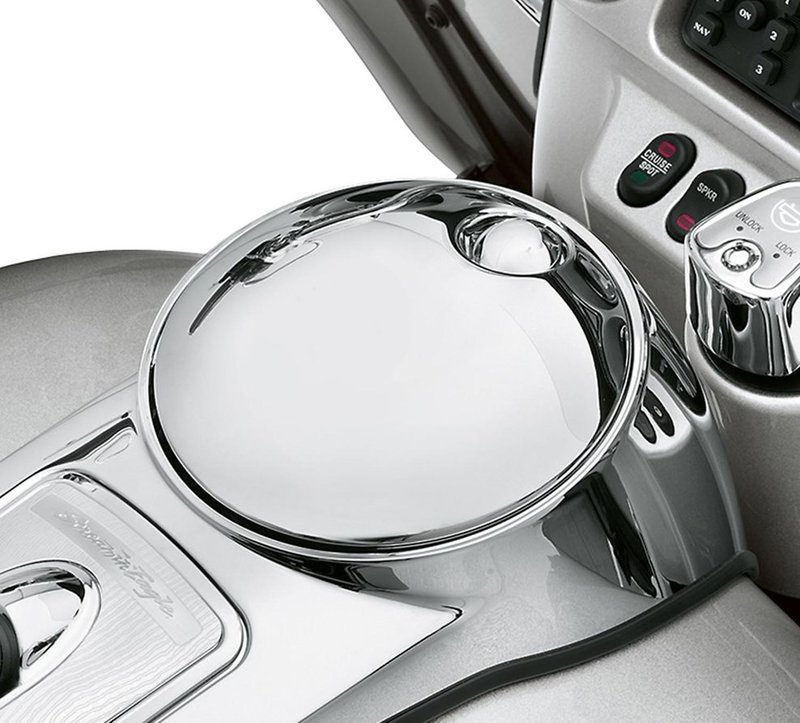 Harley-Davidson Accessories Add stop-and-go speed at the fuel pump. This smooth chrome-plated button replaces the lock for push-to-open convenience, so there's no more digging in your pocket for the key. The large button is easy to operate while wearing gloves.