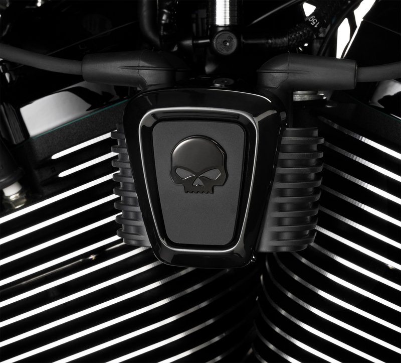 Harley-Davidson Accessories Willie G Skull Coil Cover in black. Display a touch of attitude with the Willie G Skull Collection. This coil cover makes it easy to complete the custom look. Durable die-cast aluminium with an electroformed insert that adds an edgy detail and hides the coil. Easy to install with included mounting hardware. Styled to complement other menacing Willie G Skull accessory items.