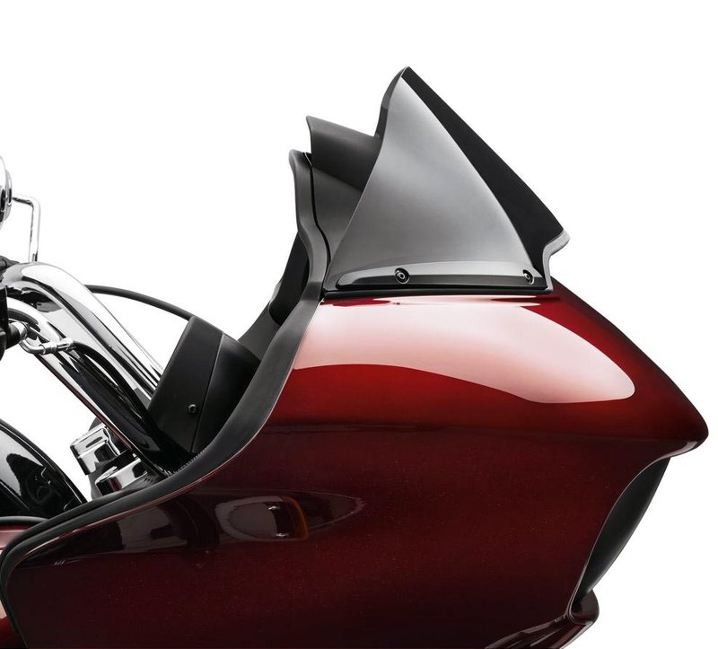 Harley-Davidson Accessories This easy-to-install, two-piece trim kit adds a speed-stripe accent to the base of the windshield. - Gloss black finish - Tapered from the leading to the trailing edge - Glass-smooth trim with counter-bored mounting holes and flush-mount hardware for a clean, elegant look - Includes left and right trim and installation hardware - Easy to install