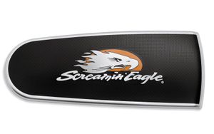 Harley-Davidson Accessories Dress your factory air cleaner cover with a diamond cut Screamin' Eagle medallion. Lock patch holds the medallion firmly in place. Easy to remove for access to the air cleaner hardware.
