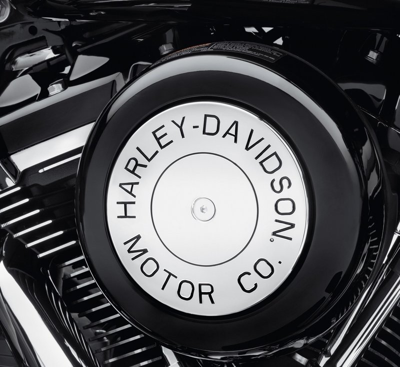 Harley-Davidson Accessories H-D Motor Co. Air Cleaner Trim in chrome. This collection personifies Harley style - it had better, because we put our name on it. This elegant air cleaner insert fills the recessed face of the Softail Original Equipment center-bolt air cleaner cover. Chrome finish.