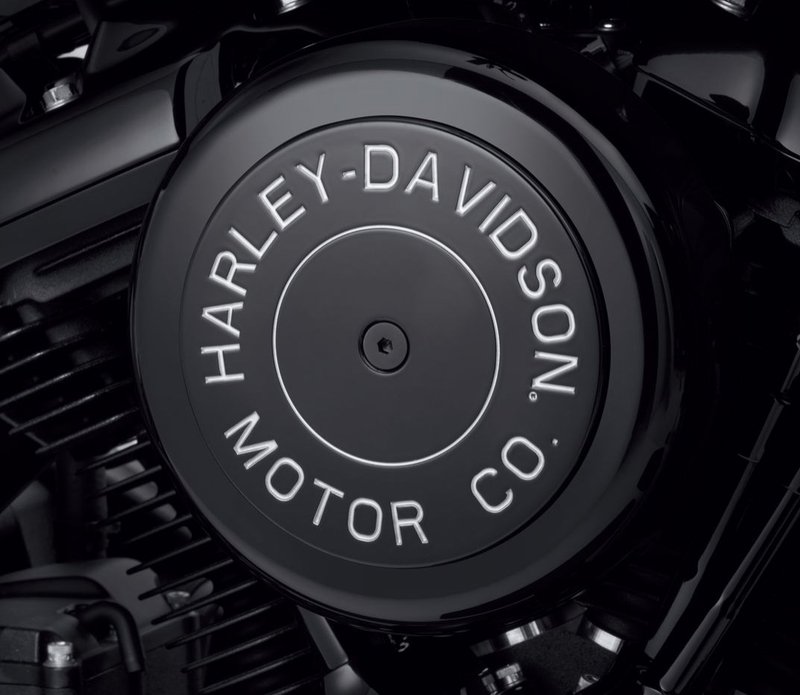 Harley-Davidson Accessories H-D Motor Co. Air Cleaner Trim in black. An aggressive twist on a classic style. The Harley-Davidson® Motor Co. Collection personifies Harley® style and features a rich gloss black surface, trimmed with deep-cut silver-filled lettering that surrounds a central groove. The clean design and luxurious finish are the perfect match for blacked-out engines. Includes black zinc hardware and is easy to install.