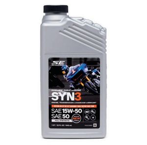 Harley-Davidson Accessories Tested and certified for use in Harley-Davidson engine, primary chaincase and transmission applications, Screamin' Eagle SYN3 Full Synthetic Lubricant makes changing and topping off fluids a simple, one-product process. 1 Litre. Synthetic SAE 15W50 (compatible with models that use 20W50 oil). Developed with a proprietary three-synthetic basestock formula, Screamin' Eagle SYN3 Lubricant is formulated to provide long-term protection and engine cleanliness, and superior high-temperature protection for high-output engines. It maintains the coefficient of friction for proper clutch operation and provides the proper lubrication to the primary chain drive. In addition, it is designed to provide the correct lubricity for the anti-wear requirements of transmission gears and for improved seal protection. This formula is approved by Harley-Davidson for use in all stages of engine life and is not detrimental to the break-in stage of engines. Replaces H-D 62600015.