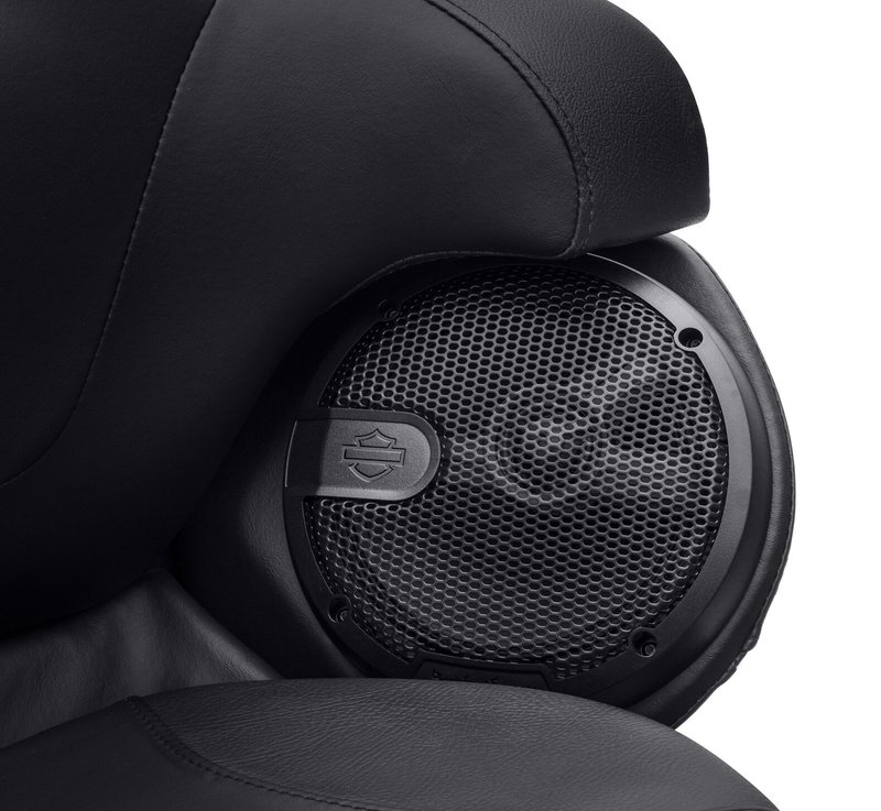 Harley-Davidson Accessories Amplify your audio experience with Harley-Davidson Audio powered by Rockford Fosgate Stage I speakers. These high-performance two-way speakers feature a durable injection-moulded woofer and a separate bridge-mounted tweeter. Each speaker is rated to handle up to 75 watts of power, and with two amplifiers up to eight speakers can be installed in a single system. Designed to fit perfectly in the Original Equipment speaker housing, each kit includes left and right speakers and custom grilles with a black badge. These speakers deliver a significant upgrade in sound quality and power over the Original Equipment components. - Upgrade Original Equipment Tour-Pak speakers for more volume and improved sound quality - Adding fairing lower speakers to your current two- or four-speaker system increases the available sound pressure level, allowing higher listening volume, lower distortion and improved clarity at highway speeds - Vibration-tested 6.5" waterproof 4-ohm speakers feature injection-moulded woofer cones with a high-flux Neodymium magnet and a bridge-mounted 25mm tweeter - Requires separate purchase of the appropriate Speaker Install Kit, Amplifier and Amplifier Install Kit - Harley-Davidson Audio powered by Rockford Fosgate speakers carry a two-year warranty - Complete kit includes left and right speakers and grilles