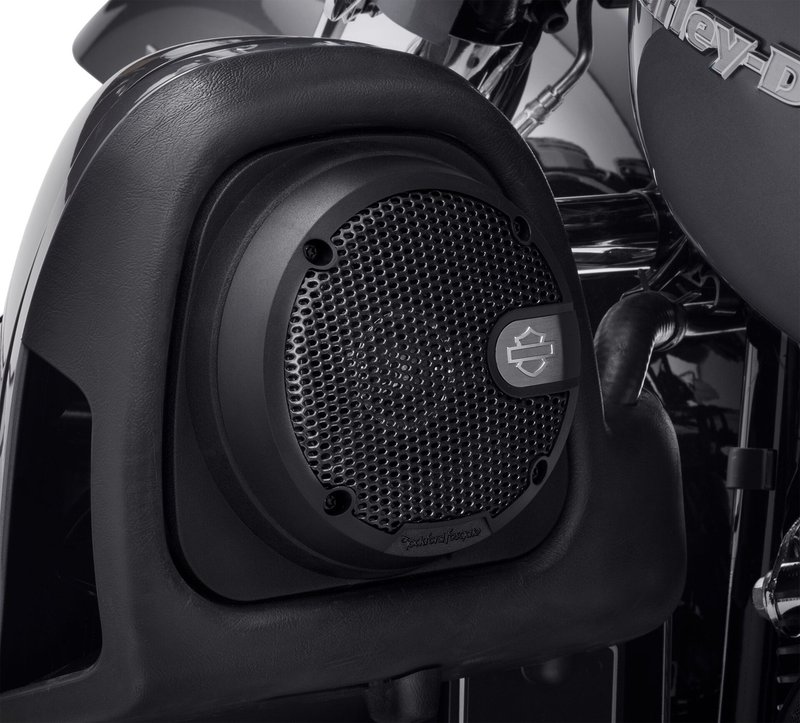 Harley-Davidson Accessories Step up to the ultimate motorcycle audio experience. Harley-Davidson Audio powered by Rockford Fosgate Stage II speakers deliver ultra-clear highs, super-clean mids and powerful bass. These amplified three-way speakers feature a durable injection-moulded woofer and separate bridge-mounted midrange and tweeter speakers. Each speaker is rated to handle up to 150 watts of power and delivers outstanding volume with less distortion for amazing sound even at highway speeds. With two amplifiers, up to eight Stage II speakers can be installed in a single system. Each kit is designed to fit perfectly in the Original Equipment speaker housing and includes left and right speakers and a custom grille with a bright aluminium badge. - Adding fairing lower speakers to your current two- or four-speaker system increases the available sound pressure level, allowing higher listening volume, lower distortion and improved clarity at highway speeds - Vibration-tested, waterproof 4.7" 4-ohm speakers with injection-moulded woofer cones, a high-flux Neodymium magnet and a 25mm tweeter - Requires separate purchase of Twin-Cooled Fairing Lower Speaker Install Kit P/N 76000991 and the appropriate Amplifier and Amplifier Install Kit - Harley-Davidson Audio powered by Rockford Fosgate carries a two-year warranty - Complete kit includes sub-assembly, hardware, left and right speakers and grilles