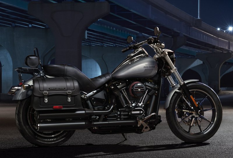 Harley-Davidson Accessories Detachables Saddlebag, black vinyl. Sized for the commute to work or a ride across the country, these modern waterfall-style bags complement the stripped-down look of the Softail cruiser models. They are completely removable with a simple pull of the internal handle and a rearward slide, leaving the bike unencumbered, and when removed they leave behind simple, inconspicuous docking points. Features a flip-back lid, a reinforced vinyl-wrapped body with perforated-style panels, a nickel/silver finish with nickel snap-to-close hardware, and a black chrome Harley-Davidson signature medallion. Complements stock and many accessory seats, and can be installed with HoldFast sissy bars and racks when equipped with model-specific docking hardware. Includes all required mounting hardware. Luggage capacity: 2,170 cubic inches. Fits Softail Slim FLSL, Street Bob FXBB/S, Standard FXST and Low Rider FXLR '18-later models.