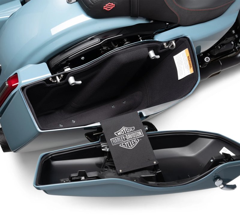 Harley-Davidson Accessories Premium Fitted Saddlebag Lining. Protect your belongings and reduce noise and rattles on the road. The soft-touch felt-finish liner is formed to the hard saddlebag interior for a perfect fit, with a moulded base and sides that maximise interior room, and a one-piece design that allows easy removal for cleaning and maintenance. Fits Street Glide and Road Glide '24-later models.