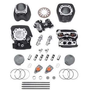 Harley-Davidson Accessories Big Bore 4.0" Bolt-On Cylinders. CNC-Ported Factory Cylinder Heads. Forged 10.5:1 Compression Pistons. SST Piston Rings. SE-259 cams. Perfect-Fit Pushrods. High-Capacity Roller Tappets. 58mm Throttle Body. High Flow Fuel Injectors. Heavy Duty Clutch Spring. Top End Gasket Kit. Cam Cover Gasket.