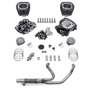 Harley-Davidson Accessories Go big or go home. With the largest displacement of any Harley-Davidson Stage Kit, this 114CI to 131CI Stage IV Kit was designed to deliver maximum horsepower - all the way to the redline. Packaged with patent-protected cylinder technology, it allows for the largest bolt-on engine upgrade to any Milwaukee-Eight motor. Features new CNC-ported heads with 1mm bigger valves and fully machined combustion chambers. Coupled with the kit's high-lift SE8-517 cam, high compression pistons and a 64mm throttle body and intake manifold, this combination delivers a thrilling 131 ft-lb of torque and 121 HP rear-wheel output when paired with Screamin' Eagle Street Cannon Mufflers. It's designed to run wide open at high-end RPMs and provide a significant boost of torque from cruising speed. You'll feel the difference as soon as you twist the throttle. When installed by an authorized Harley-Davidson Dealer within 60 days of the vehicle purchase, compliant kits do not impact the vehicle's limited warranty. Kit includes CNC Ported Cylinder Head with CNC machined chamber and 1mm larger valves, Stage IV Timer Cover, SE8-517 High-Lift Cam, Forged High Compression Pistons, High Performance Cam Bearing and Tappets, 4.31" Steel Sleeve Cylinders, 64mm Throttle Body and Cast Manifold and High Flow Injectors (5.5 g/sec). Stage IV Kit - 114CI or 117CI to 131CI for Twin-Cooled models. Delivers increased response throughout the entire RPM range. Provides thrilling acceleration when twisting the throttle. Maintains flat torque curve from cruising RPM to redline. Can be installed without removing the engine from chassis. Retains Original Equipment Factory Warranty. 49-State U.S. EPA Compliant on '17-later Touring models.