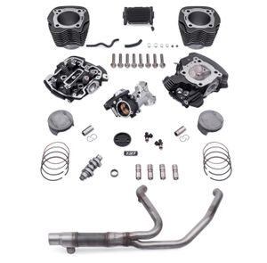 Harley-Davidson Accessories Go big or go home. With the largest displacement of any Harley-Davidson Stage Kit, this 114CI to 131CI Stage IV Kit was designed to deliver maximum horsepower - all the way to the redline. Packaged with patent-protected cylinder technology, it allows for the largest bolt-on engine upgrade to any Milwaukee-Eight motor. Features new CNC-ported heads with 1mm bigger valves and fully machined combustion chambers. Coupled with the kit's high-lift SE8-517 cam, high compression pistons and a 64mm throttle body and intake manifold, this combination delivers a thrilling 131 ft-lb of torque and 121 HP rear-wheel output when paired with Screamin' Eagle Street Cannon Mufflers. It's designed to run wide open at high-end RPMs and provide a significant boost of torque from cruising speed. You'll feel the difference as soon as you twist the throttle. When installed by an authorized Harley-Davidson Dealer within 60 days of the vehicle purchase, compliant kits do not impact the vehicle's limited warranty. Kit includes CNC Ported Cylinder Head with CNC machined chamber and 1mm larger valves, Stage IV Timer Cover, SE8-517 High-Lift Cam, Forged High Compression Pistons, High Performance Cam Bearing and Tappets, 4.31" Steel Sleeve Cylinders, 64mm Throttle Body and Cast Manifold and High Flow Injectors (5.5 g/sec). Stage IV Kit - 114CI or 117CI to 131CI for Oil Cooled models. Delivers increased response throughout the entire RPM range. Provides thrilling acceleration when twisting the throttle. Maintains flat torque curve from cruising RPM to redline. Can be installed without removing the engine from chassis. Retains Original Equipment Factory Warranty. 49-State U.S. EPA Compliant on '17-later Touring models.