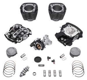 Harley-Davidson Accessories Go big or go home. With the largest displacement of any Harley-Davidson Stage Kit, this 107CI to 128CI Stage IV Kit is designed to deliver maximum horsepower - all the way to the redline. Packaged with patent-protected cylinder technology, it allows for the largest bolt-on engine upgrade to any Milwaukee-Eight motor. Features new CNC-ported heads with 1mm bigger valves and fully machined combustion chambers. Coupled with the kit's high-lift SE8-517 cam, high compression pistons and a 64mm throttle body and intake manifold, this combination delivers a thrilling 135 ft-lb of torque and 124 HP rear-wheel output when paired with Screamin' Eagle Street Cannon Mufflers for 131 kit customers. It's designed to run wide open at high-end RPMs and provide a significant boost of torque from cruising speed. You'll feel the difference as soon as you twist the throttle. Delivers increased response throughout the entire RPM range. Provides thrilling acceleration when twisting the throttle. Maintains flat torque curve from cruising RPM to redline. Can be installed without removing the engine from chassis. Includes CNC Ported Cylinder Head with CNC machined chamber and 1mm larger valves, 131 Stage IV Timer cover, SE8-517 High-Lift Cam, Forged High Compression Pistons. Also includes High Performance Cam Bearing and High Performance Tappets, 4.31" Steel Sleeve Cylinders, 64mm Throttle Body and Cast Manifold, High Flow Injectors (5.5 g/sec). Pending 49-State U.S. EPA compliant.