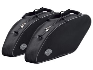 Harley-Davidson Accessories Saddlebag Travel-Paks. Simplify packing and unpacking your motorcycle. These well-constructed, water-resistant bags are designed to fit perfectly into the saddlebags of Sport Glide models. Colour: black. Soft sides conform to the interior of the saddlebag to use every available inch of space, and the bags feature heavy-duty zippers, comfortable carrying handles and a Bar & Shield logo. Fits Sport Glide FLSB and Low Rider FXLR/ST '18-later models.