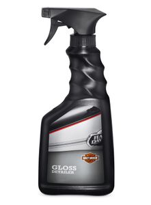 Harley-Davidson Accessories This easy-to-apply mist produces the highest possible gloss finish in the shortest amount of time. Formulated to enhance lustre and provide UV protection between waxes. This non-abrasive quick detailer can be applied to paint, clear coat, chrome, powder coat, windshields, vinyl and plastic. It contains no waxes, silicones, oils or hydrocarbon solvents, and will not remove Glaze Poly Sealant. Biodegradable.